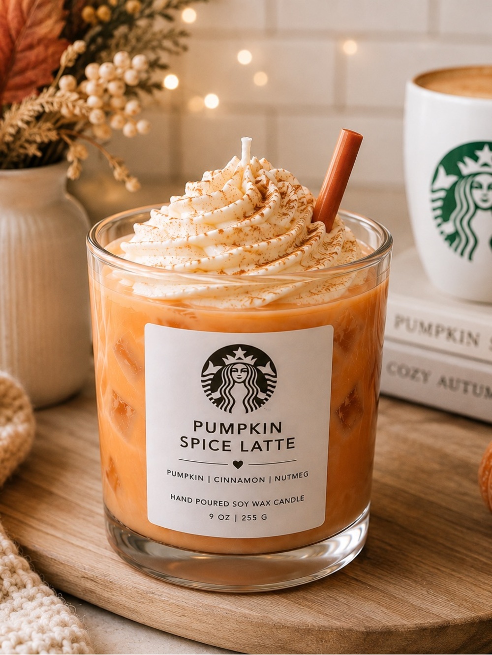 Starbucks Pumpkin Spice Latte Candle - Cream & Orange